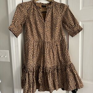 J. Crew Tan and Black Ruffled Dress